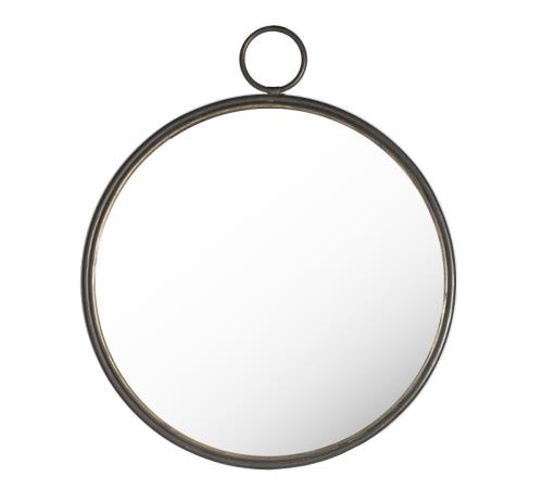 Στρογγυλός μεταλλικός καθρέπτης ανθρακί χρ.,δ.60,5cm