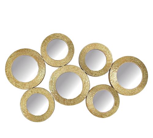 Σύνθεση με 7τεμ. σφυρήλατους καθρέπτες, αντικέ χρυσό, 90x55cm