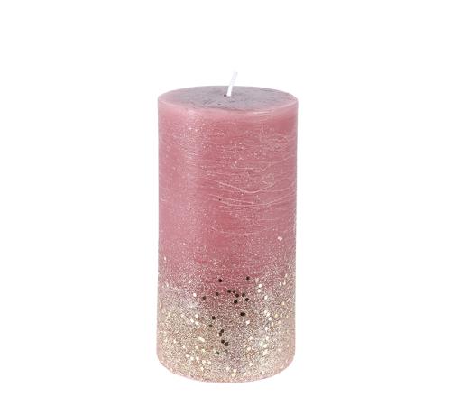 Διακοσμητικό κερί κορμός σε 2 χρ., Μπορντώ με glitter, 13cm