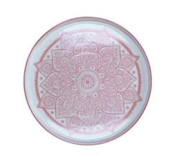Στρογγυλό σουβέρ πορσελάνη σχ.Mandala ροζ 21,5cm