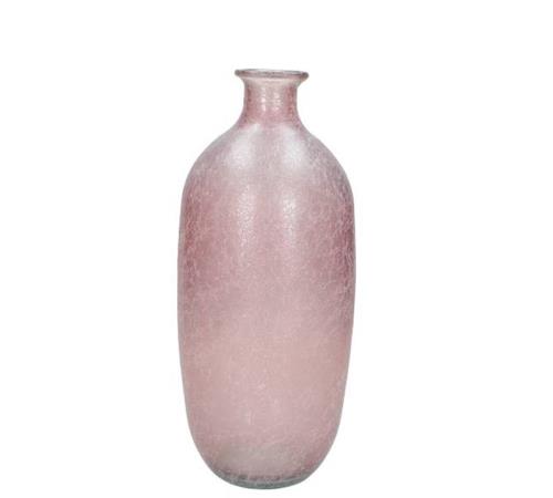 Βάζο από ανακυκλωμένο γυαλί, παλαιωμένο φινίρισμα, ρόζ χρ.,,31cm