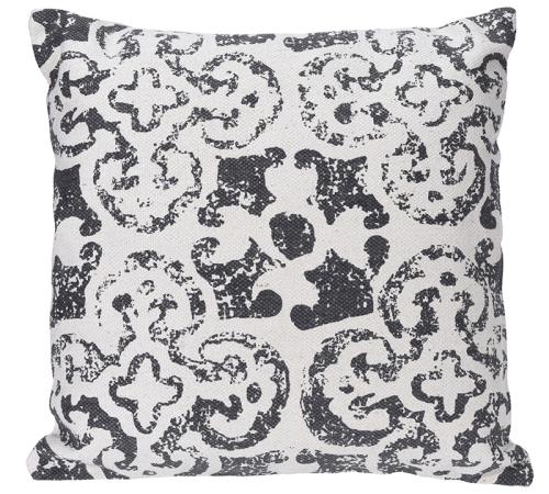 Μαξιλάρι απο χοντρό cotton, λευκό/μαύρο print,2σχ.,60x60cm