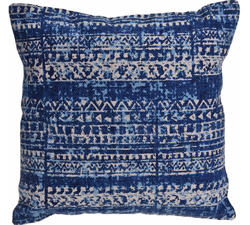 Μαξιλάρι απο χοντρό cotton, indigo μπλε print,2σχ.,60x60cm