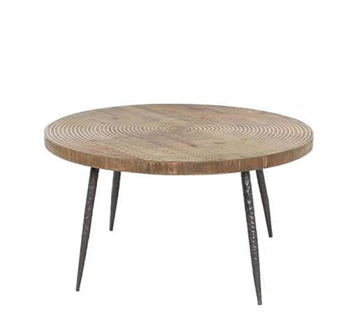 Coffeee table μεταλ.πόδι & μασίφ ξύλινο καπάκι σχ.Spiral 80cm