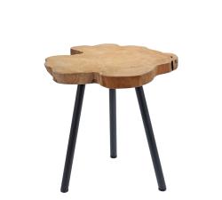Βοηθητικό τραπέζι με μεταλλικά πόδια και καπάκι από κορμό ΤΕΑΚ, 35-40cm x 43cm