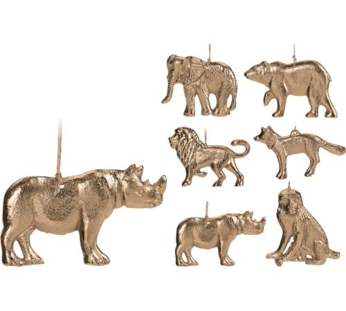 Στολίδια από αλουμίνιο ζώα "Safari" 6σχ.,10cm