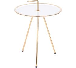 Στρογγυλό βοηθητικό τραπέζι εκρού/χρυσό 42x57cm