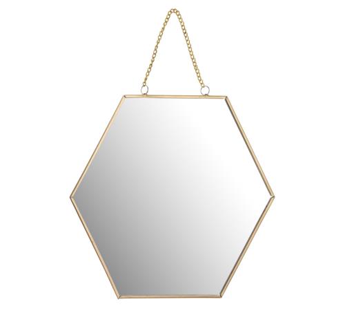 Διακοσμ.καθρέπτης με αλυσίδα,εξάγωνο σχ.,χρυσός 25cm
