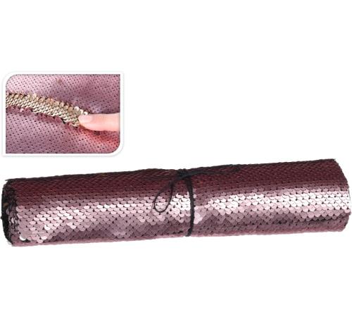 Ύφασμα διακόσμησης/τραβέρσα σε ρολό με 2χρωμη παγιέτα (ροζ/χρυσό), 25x125cm