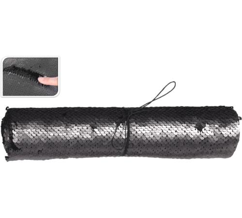 Ύφασμα διακόσμησης/τραβέρσα σε ρολό με 2χρωμη παγιέτα (γραφίτης/μαύρο), 25x125cm