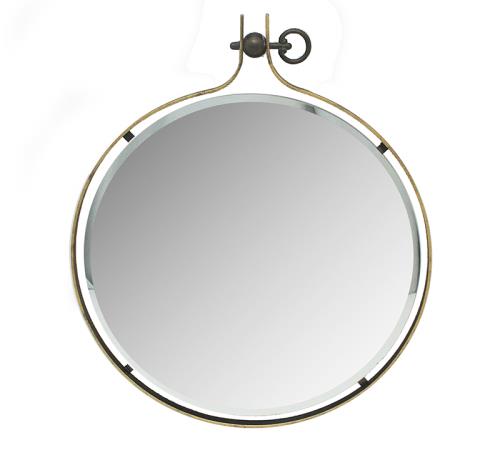 Στρογγυλός μεταλλικός καθρέπτης μπιζουτέ, χρυσό, 60x70cm