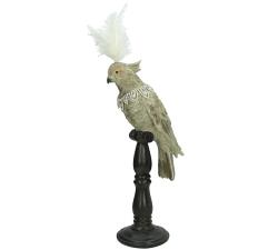 Διακοσμητικός Παπαγάλος σε σταντ με λευκό φτερό 53cm