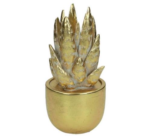 Διακοσμητικός κάκτος σε γλαστράκι, χρυσό χρ.,18.5cm