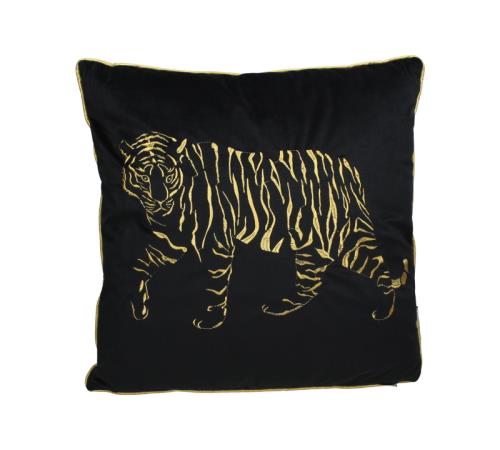 Μαξιλάρι Tiger σε μαύρο βελούδο, 45x45cm