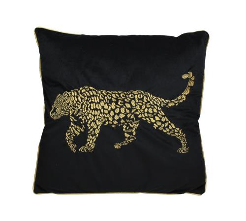 Μαξιλάρι Leopard σε μαύρο βελούδο, 45x45cm