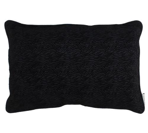 Μαξιλάρι μαύρο βελούδο με ανάγλυφο σχέδιο, 40x60cm
