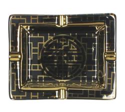 Τασάκι από πορσελάνη μαύρο/χρυσό σχέδιο, 10.5x13cm