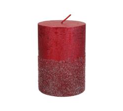 Κερί κορμός κόκκινο μεταλικό, 7x7x10cm