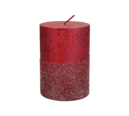 Κερί κορμός κόκκινο μεταλικό, 7x7x10cm