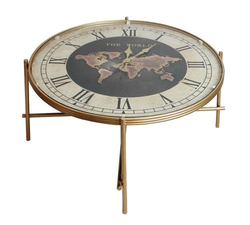 Ρολόι/Coffee table με χάρτη,χρυσό χρ.87.5x40cm