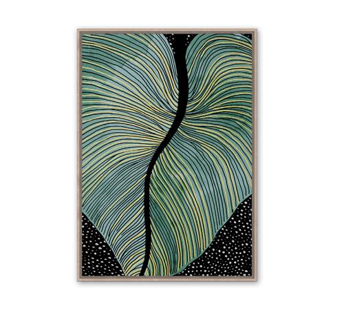 Πίνακας "Φύλλοδεντρο" σε αποχρώσεις πράσινου & χρυσού,κορνίζα MDF,60x90cm