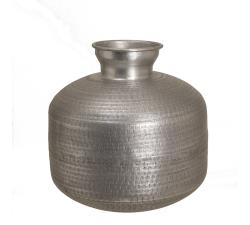 Σφυρήλατο βάζο αλουμινίου, ματ ασημί,35x39cm