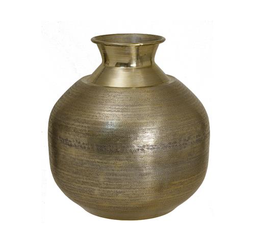 Σφυρήλατο βάζο αλουμινίου, χρυσό χρ.,37x38cm