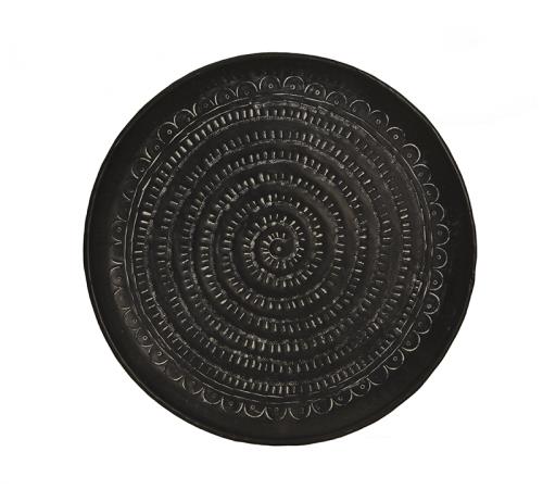 Σφυρήλατος δίσκος αλουμινίου, μαύρος με λευκή πατίνα,38cm