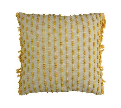 Μαξιλάρι cotton με κόμπους & φουντίτσες,ώχρα 45x45cm