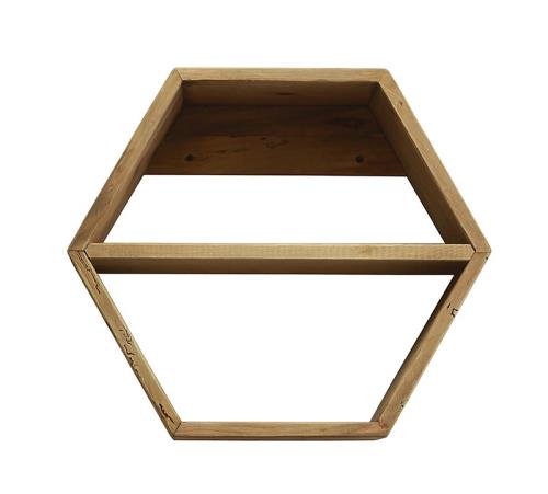 Ράφι με ξύλινο εξάγωνο πλαίσιο,51x45cm