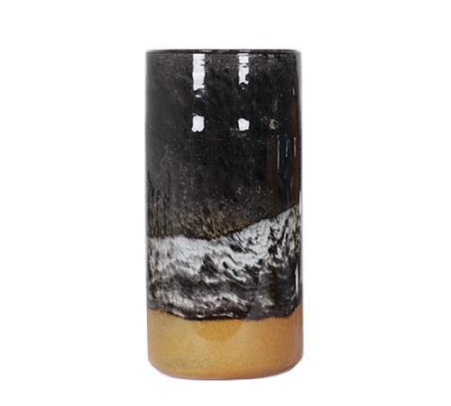 Γυάλινο χειροποίητο βάζο "Fusion" μαύρο/καφέ,40cm