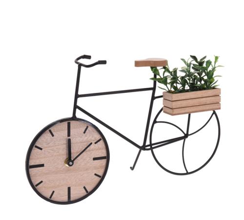 Επιτραπέζιο ρολόι ποδήλατο & καλάθι με λουλούδια,34cm