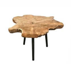 Side table από κορμό ΤΕΑΚ με μεταλλικά πόδια.55x55cm