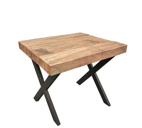 Side table από ΤΕΑΚ με μεταλλικά χιαστί πόδια.45x40cm