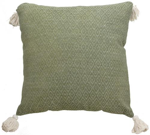 Μαξιλάρι cotton με φουντίτσες πράσινο, ,50x50cm