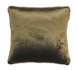 Βελούδινο μαξιλάρι καφέ με χρυσό κορδόνι, 45x45cm