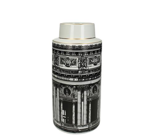 Βάζοι με ρωμαικό print, μαύρο/λευκό 33cm