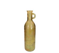 Βάζο από ανακυκλωμένo γυαλί, παλαιωμένο φινίρισμα, κίτρινο 14x50cm