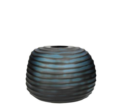 Γυάλινο χειροποίητο βάζο "Blue/Black", 28x21.5x20cm