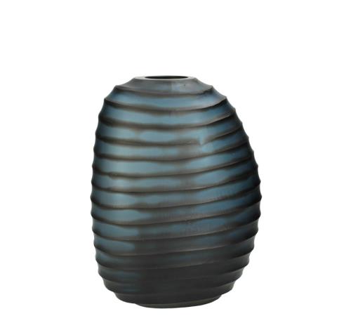 Γυάλινο χειροποίητο βάζο "Blue/Black", 23x18x30cm
