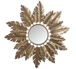 Στρογγυλός καθρέπτης μεταλ.κορνίζα με χρυσά φύλλα,93cm