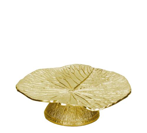 Πιατέλα με πόδι από Αλουμίνιο, σχ.νούφαρο,Χρυσό 28x9,5cm