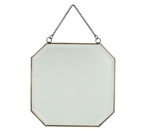 Μπιζουτέ εξάγωνος καθρέπτης με χρυσή αλυσίδα, 20x20cm