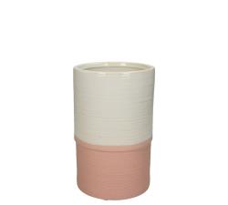 Κεραμικό βάζο ροζ/κρεμ,20cm
