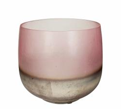 Γυαλινο κηροπήγιο/μπώλ οξειδωμένο ροζ,26cm