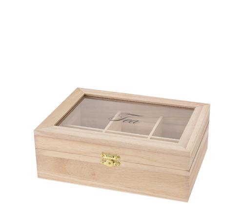 Teabox vintage ξύλινο, 6 θέσεις, 21x16cm