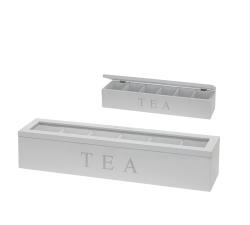 Μοντέρνο Teabox, 6 θέσεις,ματ λευκό με print 43cm