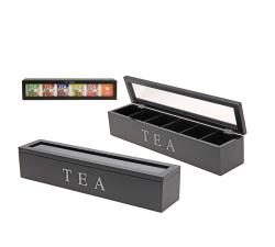 Μοντέρνο Teabox, 6 θέσεις,μαύρο ματ με print 43cm