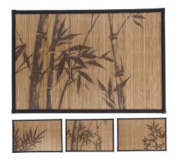 Σουπλά bamboo,μαύρο ρέλι & τροπικά prints,45x30cm