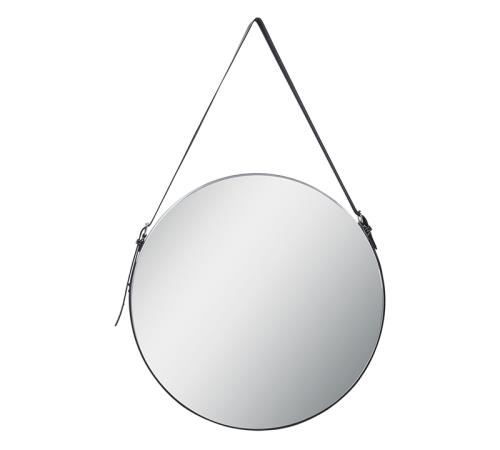 Στρογγυλός καθρέπτης με διακοσμητική δερματινη ζώνη, δ.50cm